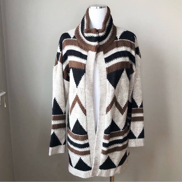 TRF Aztec print mohair blend cardigan sweater M - Picture 1 of 8